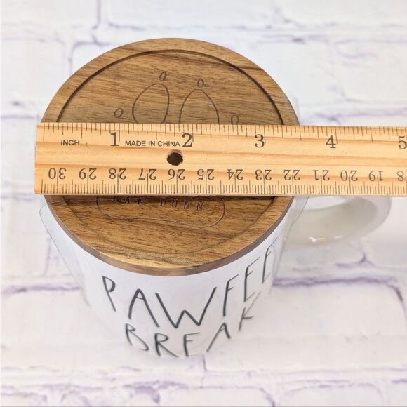 Rae Dunn PAWFEE BREAK Double-Sided Ceramic Mug with Embossed Wooden Lid - Picture 9 of 9